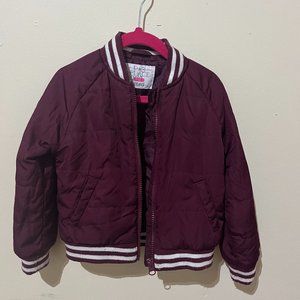 The Children's Place Girls Uniform Maroon/White Striped Bomber Jacket Size 4T